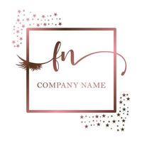 Initial logo FN handwriting women eyelash makeup cosmetic wedding modern premium vector