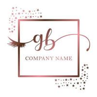 Initial logo GB handwriting women eyelash makeup cosmetic wedding modern premium vector