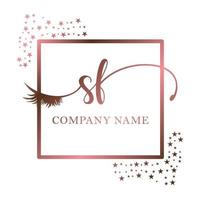 Initial logo SF handwriting women eyelash makeup cosmetic wedding modern premium vector