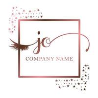 Initial logo JO handwriting women eyelash makeup cosmetic wedding modern premium vector