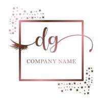 Initial logo DG handwriting women eyelash makeup cosmetic wedding modern premium vector