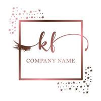 Initial logo KF handwriting women eyelash makeup cosmetic wedding modern premium vector