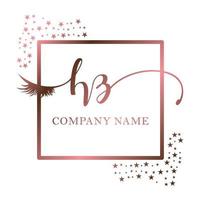 Initial logo HZ handwriting women eyelash makeup cosmetic wedding modern premium vector