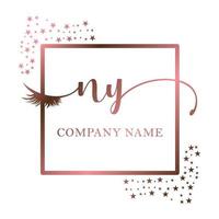 Initial logo NY handwriting women eyelash makeup cosmetic wedding modern premium vector