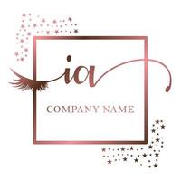 Initial logo IA handwriting women eyelash makeup cosmetic wedding modern premium vector