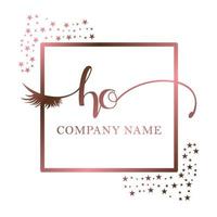 Initial logo HO handwriting women eyelash makeup cosmetic wedding modern premium vector