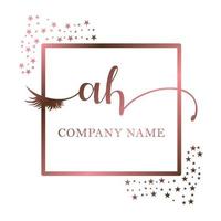 Initial logo AH handwriting women eyelash makeup cosmetic wedding modern premium vector