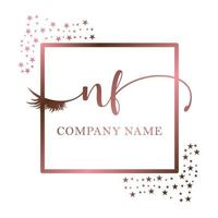 inicial logo nf escritura mujer pestaña maquillaje cosmético Boda moderno prima vector