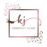 Initial logo KJ handwriting women eyelash makeup cosmetic wedding modern premium vector