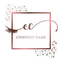 Initial logo EC handwriting women eyelash makeup cosmetic wedding modern premium vector