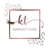 Initial logo KT handwriting women eyelash makeup cosmetic wedding modern premium vector