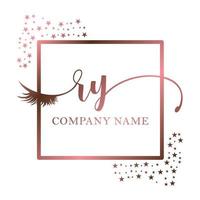 Initial logo RY handwriting women eyelash makeup cosmetic wedding modern premium vector