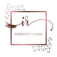 Initial logo IR handwriting women eyelash makeup cosmetic wedding modern premium vector