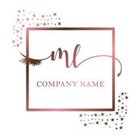 Initial logo ML handwriting women eyelash makeup cosmetic wedding modern premium vector