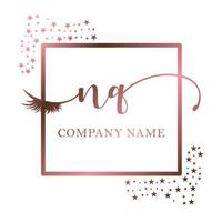 Initial logo NQ handwriting women eyelash makeup cosmetic wedding modern premium vector