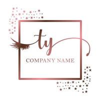 Initial logo TY handwriting women eyelash makeup cosmetic wedding modern premium vector
