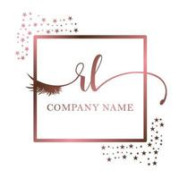 Initial logo RL handwriting women eyelash makeup cosmetic wedding modern premium vector