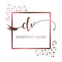 Initial logo DV handwriting women eyelash makeup cosmetic wedding modern premium vector