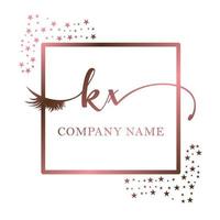 inicial logo kx escritura mujer pestaña maquillaje cosmético Boda moderno prima vector