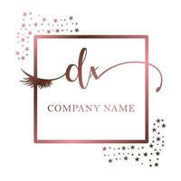 inicial logo dx escritura mujer pestaña maquillaje cosmético Boda moderno prima vector