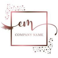 Initial logo EM handwriting women eyelash makeup cosmetic wedding modern premium vector