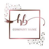 Initial logo HB handwriting women eyelash makeup cosmetic wedding modern premium vector