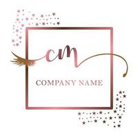 Initial logo CM handwriting women eyelash makeup cosmetic wedding modern premium vector