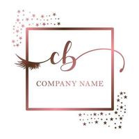 Initial logo CB handwriting women eyelash makeup cosmetic wedding modern premium vector