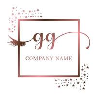 inicial logo gg escritura mujer pestaña maquillaje cosmético Boda moderno prima vector