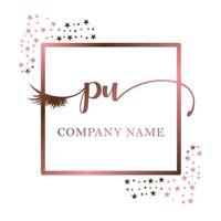 Initial logo PU handwriting women eyelash makeup cosmetic wedding modern premium vector