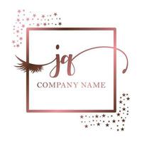 Initial logo JQ handwriting women eyelash makeup cosmetic wedding modern premium vector