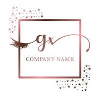 Initial logo GX handwriting women eyelash makeup cosmetic wedding modern premium vector