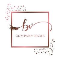 inicial logo bv escritura mujer pestaña maquillaje cosmético Boda moderno prima vector