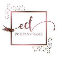 Initial logo ED handwriting women eyelash makeup cosmetic wedding modern premium vector