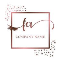 Initial logo FA handwriting women eyelash makeup cosmetic wedding modern premium vector