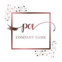 Initial logo PA handwriting women eyelash makeup cosmetic wedding modern premium vector