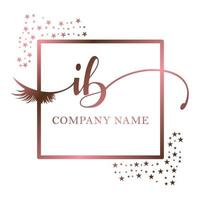 Initial logo IB handwriting women eyelash makeup cosmetic wedding modern premium vector