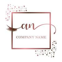 Initial logo AN handwriting women eyelash makeup cosmetic wedding modern premium vector