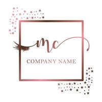 Initial logo MC handwriting women eyelash makeup cosmetic wedding modern premium vector