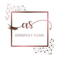 Initial logo AS handwriting women eyelash makeup cosmetic wedding modern premium vector