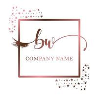 Initial logo BW handwriting women eyelash makeup cosmetic wedding modern premium vector