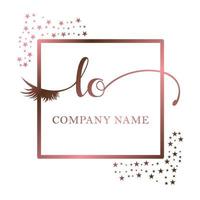 Initial logo LO handwriting women eyelash makeup cosmetic wedding modern premium vector