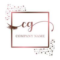 Initial logo CG handwriting women eyelash makeup cosmetic wedding modern premium vector