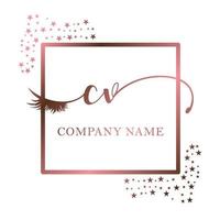 Initial logo CV handwriting women eyelash makeup cosmetic wedding modern premium vector