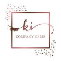 Initial logo KI handwriting women eyelash makeup cosmetic wedding modern premium vector