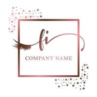 Initial logo FI handwriting women eyelash makeup cosmetic wedding modern premium vector