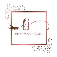 Initial logo FJ handwriting women eyelash makeup cosmetic wedding modern premium vector