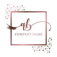 Initial logo QB handwriting women eyelash makeup cosmetic wedding modern premium vector