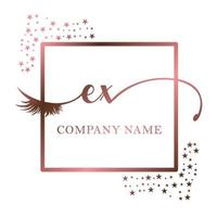 Initial logo EX handwriting women eyelash makeup cosmetic wedding modern premium vector
