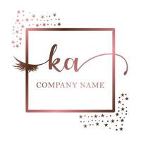 Initial logo KA handwriting women eyelash makeup cosmetic wedding modern premium vector